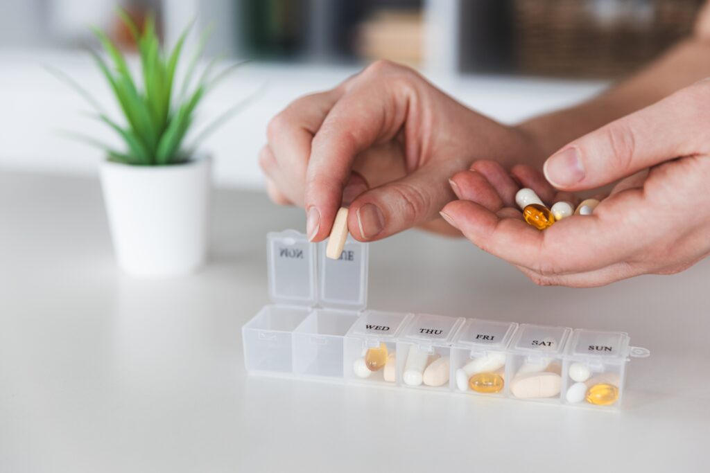 sorting supplements closeup